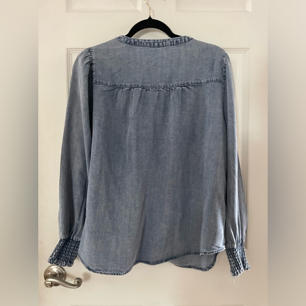 Jane and Delancey Light Blue Denim Button-Front Shirt - Picture 3 of 3